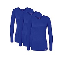 Sivvan Scrubs for Women - Long Sleeve comfort Underscrub Tee 3-Pack - S85003 - Royal Blue - 2X