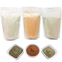 Bentonite (Indian Healing) | Moroccan (Red-Rhassoul) | European (French-Green) Clay Powder - 3 Pack / Multipack Set For Making Clay Mud Masks For Skin, Hair & Face - By Halaleveryday