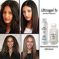 UltraGel FX Complex Brazilian Keratin Blowout Hair Treatment 120ml with Advanced Preparation All Hair Types including Coarse Curly Black Dominican Brazilian Straighten Smooth and Repair Hair