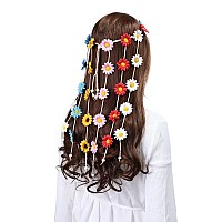 Awaytr Flower Hippie Headband Floral Crown Behemain Sunflowers Beads Adjust Flower Headdress Hair Accessories