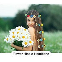 Awaytr Flower Hippie Headband Floral Crown Behemain Sunflowers Beads Adjust Flower Headdress Hair Accessories