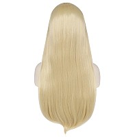 Anogol Wig Cap Long Blonde Wig With Bangs Long Straight Wig For Woman Cosplay Heat Resistant Synthetic Wigs For Daily Use Hallo