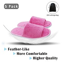 Spa Slipper 5 Pairs Of Velvet Open Toe Slippers With Travel Bags One Size Fit Most Men And Women For Spa Party Guest Hotel A