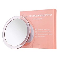 SANTOO 10X Magnifying Mirror with 3 Mounting Suction Cups Use for Precise Makeup - Eyebrows/Tweezing - Blackhead/Blemish Removal - Bathroom/Travel Makeup Mirror - 6 Inch Round (10x Magnified)