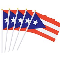 25 Pack Hand Held Small Mini Flag Puerto Rico Flag Puerto Rican Stick Flag Round Top National country Flags,Party Decorations Supplies For Parades,World cup,Festival Events ,International Festival