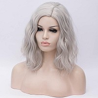 Cying Lin Short Bob Wavy Curly Wig Silver Wig For Women Cosplay Halloween Wigs Heat Resistant Bob Party Wig Include Wig Cap (Silver)