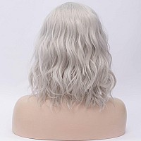 Cying Lin Short Bob Wavy Curly Wig Silver Wig For Women Cosplay Halloween Wigs Heat Resistant Bob Party Wig Include Wig Cap (Silver)