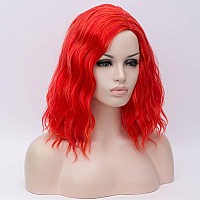 Cying Lin Short Bob Wavy Curly Wig Red Orange Wig For Women Cosplay Halloween Wigs Heat Resistant Bob Party Wig Include Wig Cap (Red Orange)