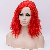 Cying Lin Short Bob Wavy Curly Wig Red Orange Wig For Women Cosplay Halloween Wigs Heat Resistant Bob Party Wig Include Wig Cap (Red Orange)