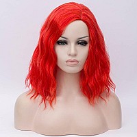 Cying Lin Short Bob Wavy Curly Wig Red Orange Wig For Women Cosplay Halloween Wigs Heat Resistant Bob Party Wig Include Wig Cap (Red Orange)