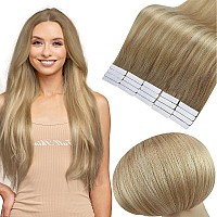 Full Shine Tape in Hair Extensions Balayage 20 Inch Adhesive Tape in Hair Extensions Tape ins 6/27/60 Ombre Invisible Tape in Extensions 50 Gram 20Pcs Seamless Tape Hair Extensions