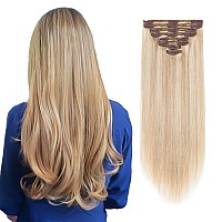 Mylady Double Weft Clip In Hair Extensions 100 Remy Human Hair Full Head Thick Long Soft Silky Straight 8Pcs 18Clips1818 In