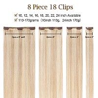 Mylady Double Weft Clip In Hair Extensions 100 Remy Human Hair Full Head Thick Long Soft Silky Straight 8Pcs 18Clips1818 In