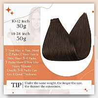 Full Shine Tape In Real Human Hair Extensions 16Inch Dark Brown Color Seamless Tape In Extensions Skin Weft Double Sided Tape In