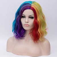 Cying Lin Short Bob Wavy Curly Wig Mixed Colored Ombre Wig For Women Cosplay Halloween Wigs Heat Resistant Bob Party Wig Include Wig Cap (Mixed-colored)