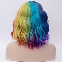 Cying Lin Short Bob Wavy Curly Wig Mixed Colored Ombre Wig For Women Cosplay Halloween Wigs Heat Resistant Bob Party Wig Include Wig Cap (Mixed-colored)