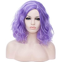 Cying Lin Short Bob Wavy Curly Wig Mixed Purple Wig For Women Cosplay Halloween Wigs Heat Resistant Bob Party Wig Include Wig Ca