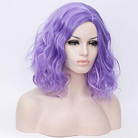 Cying Lin Short Bob Wavy Curly Wig Mixed Purple Wig For Women Cosplay Halloween Wigs Heat Resistant Bob Party Wig Include Wig Ca