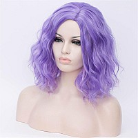 Cying Lin Short Bob Wavy Curly Wig Mixed Purple Wig For Women Cosplay Halloween Wigs Heat Resistant Bob Party Wig Include Wig Ca