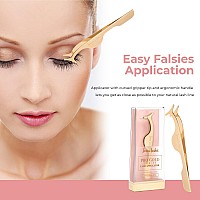 Icona Lashes Eyelash Applicator For False Eyelashes Lash Extensions 24K Gold Plated Stainless Steel With Contoured Tip For