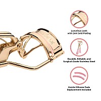 Icona Lashes Eyelash Curler 24K Goldplated Stainless Steel Precision Eye Lash Curler For Lush Luxurious Lashes Silicone Ey