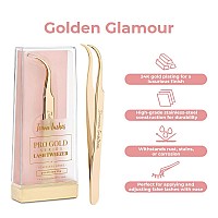 Icona Lashes Hair Removal Eyelash Tweezer Jcurved Tip For Precise Plucking Applicator Tool For False Eyelash Clusters L