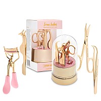 Icona Lashes 4In1 False Eyelash Tool Kit Diy Lash Extension Kit With Tweezer Curler Scissors Applicator 24K Gold Plated