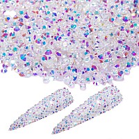 5000Pcs Ultra Mini 1.7mm Diamond DIY Tiny Glass Rhinestones Iridescent Crystals Long Lasting AB Shine Like Swarovski for Nail Art Phone DIY Crafts& Nail Beauty Makeup