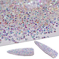 5000Pcs Ultra Mini 12mm Diamond DIY glass Sand Rhinestones Beads Iridescent crystals Long Lasting AB Shine Like Swarovski for Nail Art DIY crafts& Nail Beauty Makeup (gel glue Not Included)