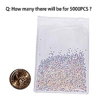 5000Pcs Ultra Mini 12mm Diamond DIY glass Sand Rhinestones Beads Iridescent crystals Long Lasting AB Shine Like Swarovski for Nail Art DIY crafts& Nail Beauty Makeup (gel glue Not Included)