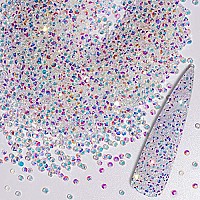 5000Pcs Ultra Mini 12mm Diamond DIY glass Sand Rhinestones Beads Iridescent crystals Long Lasting AB Shine Like Swarovski for Nail Art DIY crafts& Nail Beauty Makeup (gel glue Not Included)