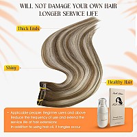 Full Shine Hair Extensions Real Human Hair Clip Ins 14 Inch Chestnut Brown Ombre Brown Mix Platinum Blonde Remy Human Hair Exten