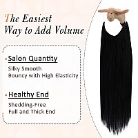 Full Shine Human Hair Extensions Jet Black 14 Inch Invisible Wire Hair Extensions 70Grams Straight Black Hair Extensions Invisib