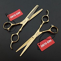 6.0 Inches Professional hair cutting thinning scissors set with razor (Gold)