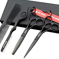 6.0 Inches Professional hair cutting thinning scissors set with razor (Black)