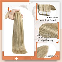 Full Shine Tape In Hair Extensions 24 Inch Double Sided Tape Hair Color 16 Highlighted 22 Blonde Hair Extensions Pu Tape In Hair