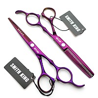 6.0 Inches Professional hair cutting thinning scissors set with razor (Violet)