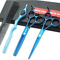 6.0 Inches Professional hair cutting thinning scissors set with razor (Blue)