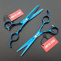 6.0 Inches Professional hair cutting thinning scissors set with razor (Blue)