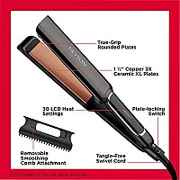 Revlon Copper Smooth Hair Flat Iron | Frizz Control for Fast and Shiny Styles, (XL 1-1/2 in), Black