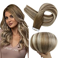 Full Shine Ombre Tape In Hair Extensions Human Hair 12 Inch Blonde Seamless Tape In Extensions 6606 Brown Ombre To Blonde High