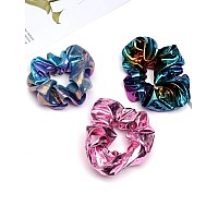 Accglory Shiny Scrunchies Metallic Tone Hair Bands Elastic Hair Ties Set Glitter Ponytail Holder Soft Scrunchy For Women6 Pack