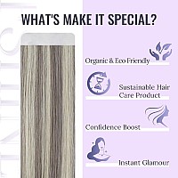 Fshine Blonde Tape In Hair Extensions Human Hair 16 Inch 50G Dirty Blonde Highlighted Platinum Blondetape In Extensions Straight