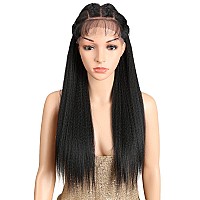 Joedir 24 Straight Yaki Free Part 13X4 Lace Frontal Wigs With Baby Hair Hight Temperature Synthetic Human Hair Feeling Wigs For