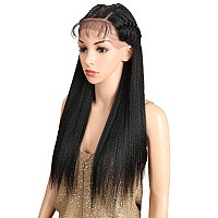 Joedir 24 Straight Yaki Free Part 13X4 Lace Frontal Wigs With Baby Hair Hight Temperature Synthetic Human Hair Feeling Wigs For