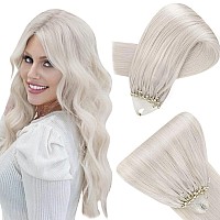 Easyouth Blonde Micro Link Hair Extensions Real Human Hair Micro Bead Hair Extensions Real Human Hair White Blonde Micro Hair Ex