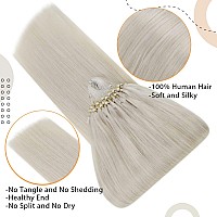 Easyouth Blonde Micro Link Hair Extensions Real Human Hair Micro Bead Hair Extensions Real Human Hair White Blonde Micro Hair Ex