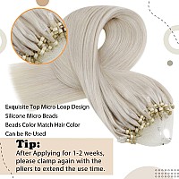 Easyouth Blonde Micro Link Hair Extensions Real Human Hair Micro Bead Hair Extensions Real Human Hair White Blonde Micro Hair Ex