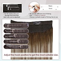 Full Shine Fish Line on Human Hair Extensions Invisible Extensions Elastic Fish Wire Hair for Women 90Grams Hair Extensions on Wire Secret Hairpiece for Women 20 Inch