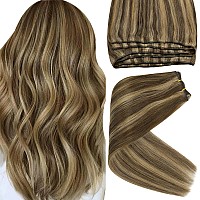 Sunny Human Hair Weft Brown Hair Extensions Real Human Hair Weft Highlights Human Hair Extensions Sew In Dark Brown Mix Caramel